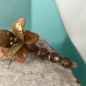 Tory Burch Elegant Gold and Brown Hair Clip